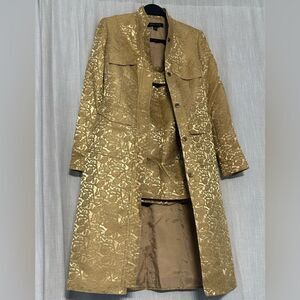 Anne Klein - Gold Tailored Trench and Skirt Suit set
